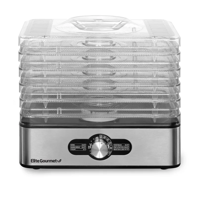 Elite Gourmet 5 Stainless Steel Tray Food Dehydrator W/ Temp Controls