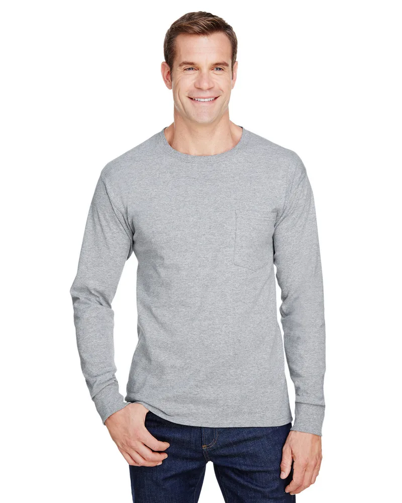 Hanes Printables Adult Workwear Long-Sleeve Pocket T-Shirt view 2