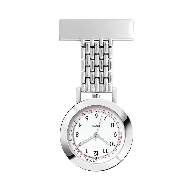 Wc8217 33mm Metal Silver Case, Nurse Watch, 3 Hand Mvmt, Rectangular Metal Clip view 2