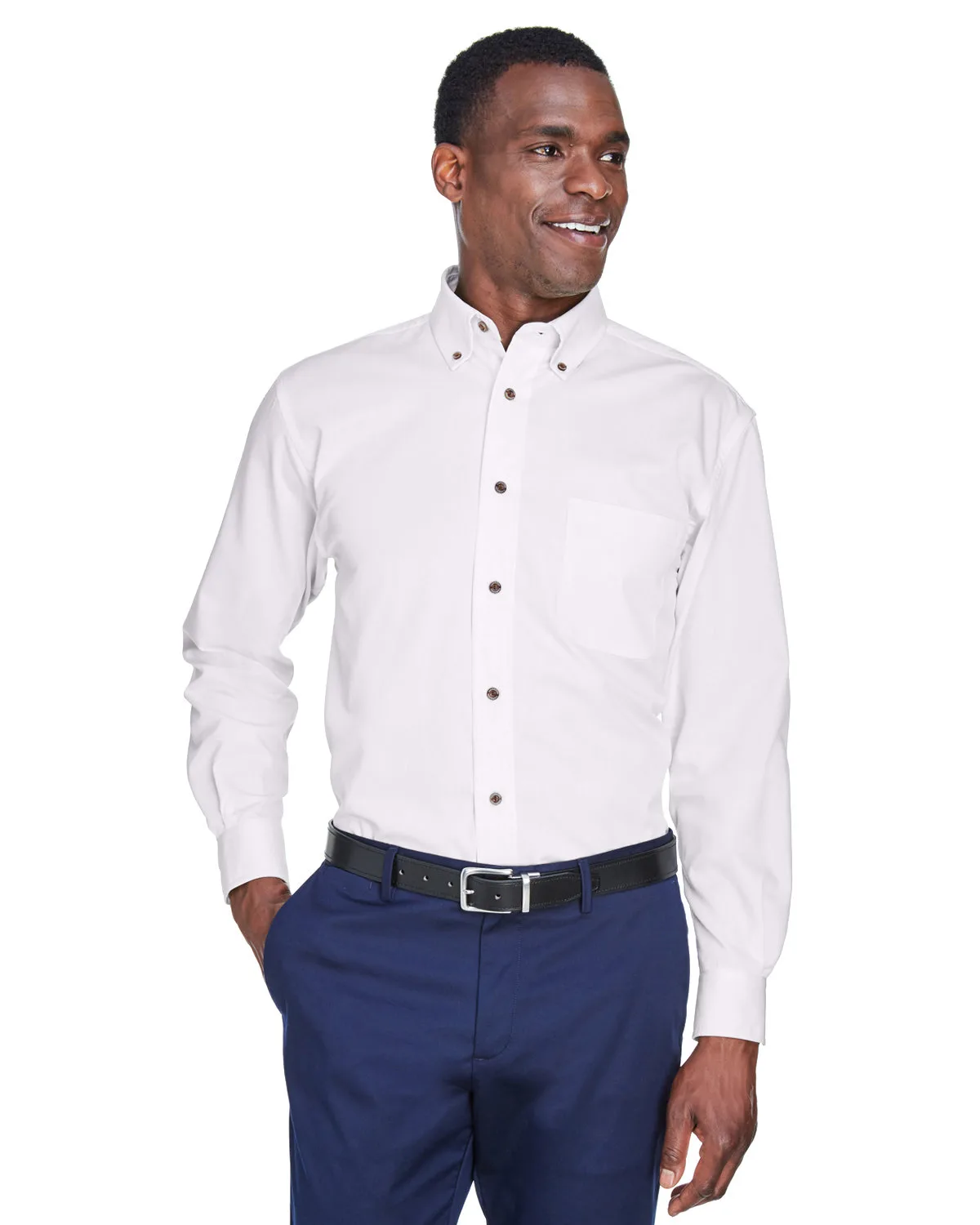 Harriton Men's Tall Easy Blend™ Twill Dress Shirt view 4