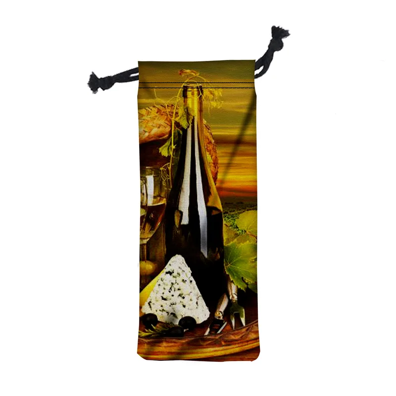 6" W X 15.5" H Wine Drawstring Bag view 2