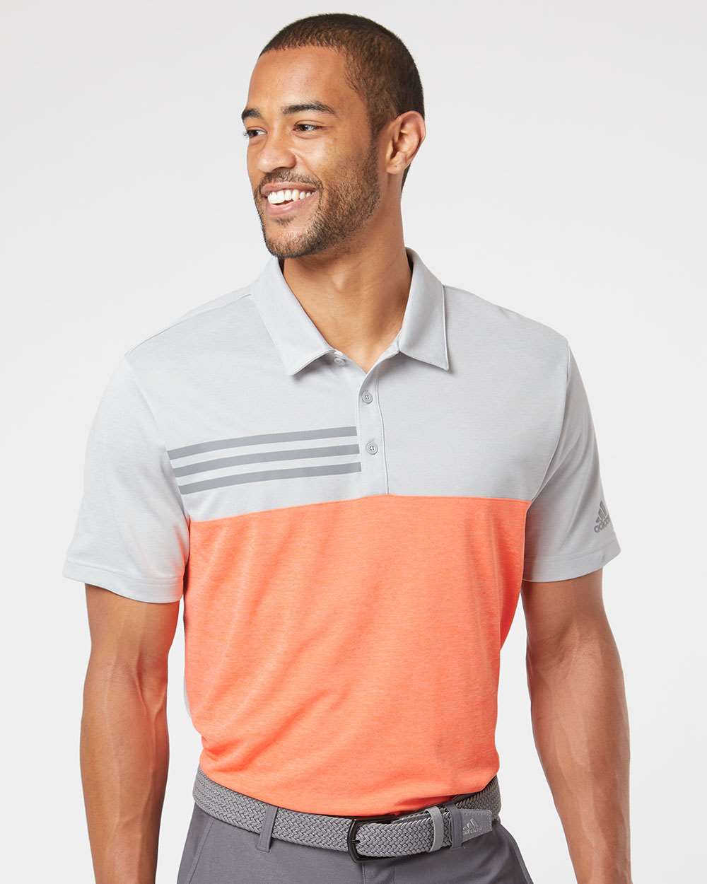 Adidas® Heathered Colorblock 3-Stripes Polo view 6