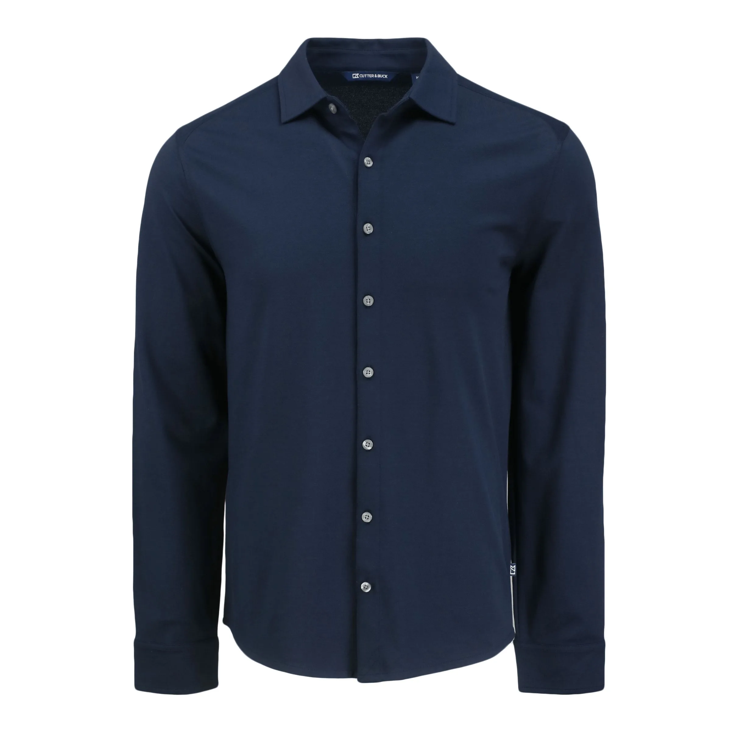 Cutter & Buck Advantage Tri-Blend Eco Soft Pique Long Sleeve Knitted Mens Button Up view 2