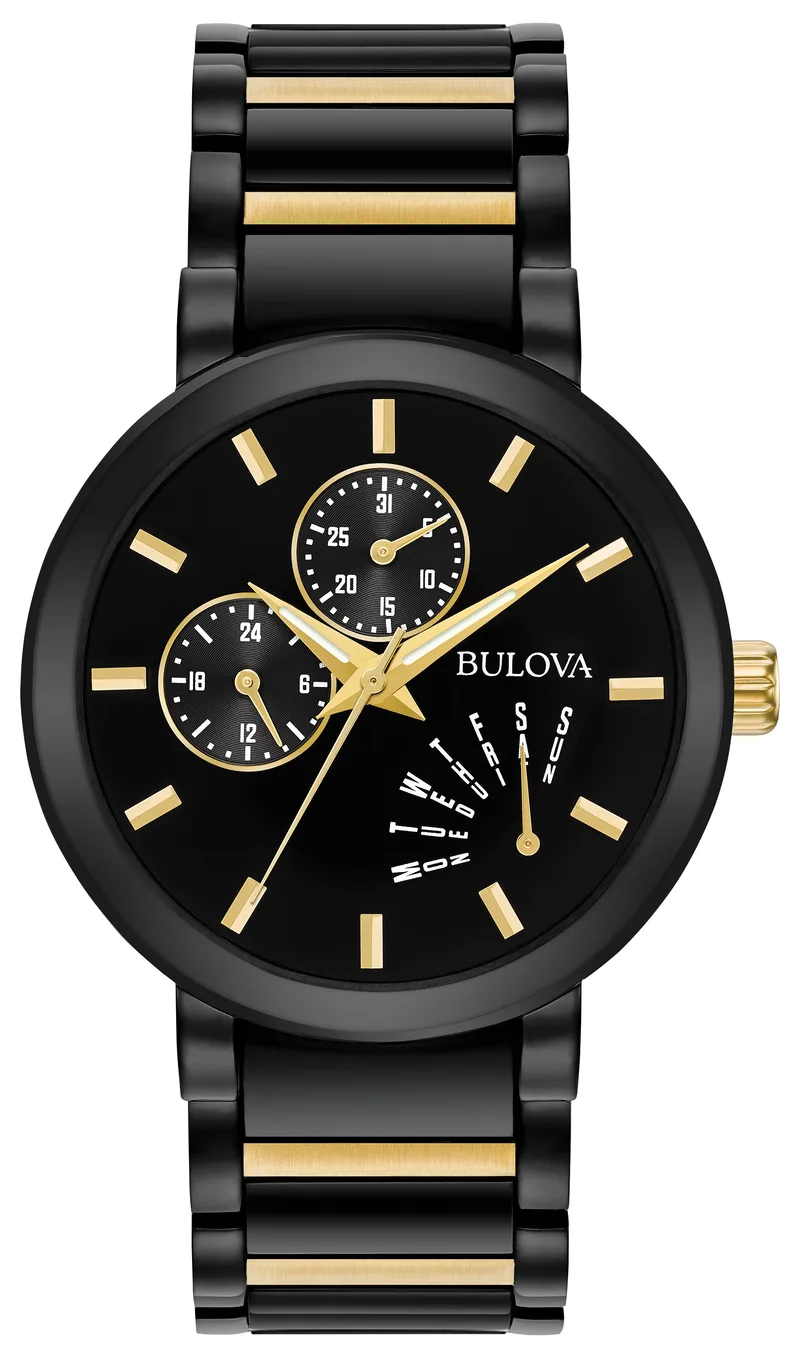 Bulova Watches Men's Futuro Bracelet Watch, Black w/Gold Detail