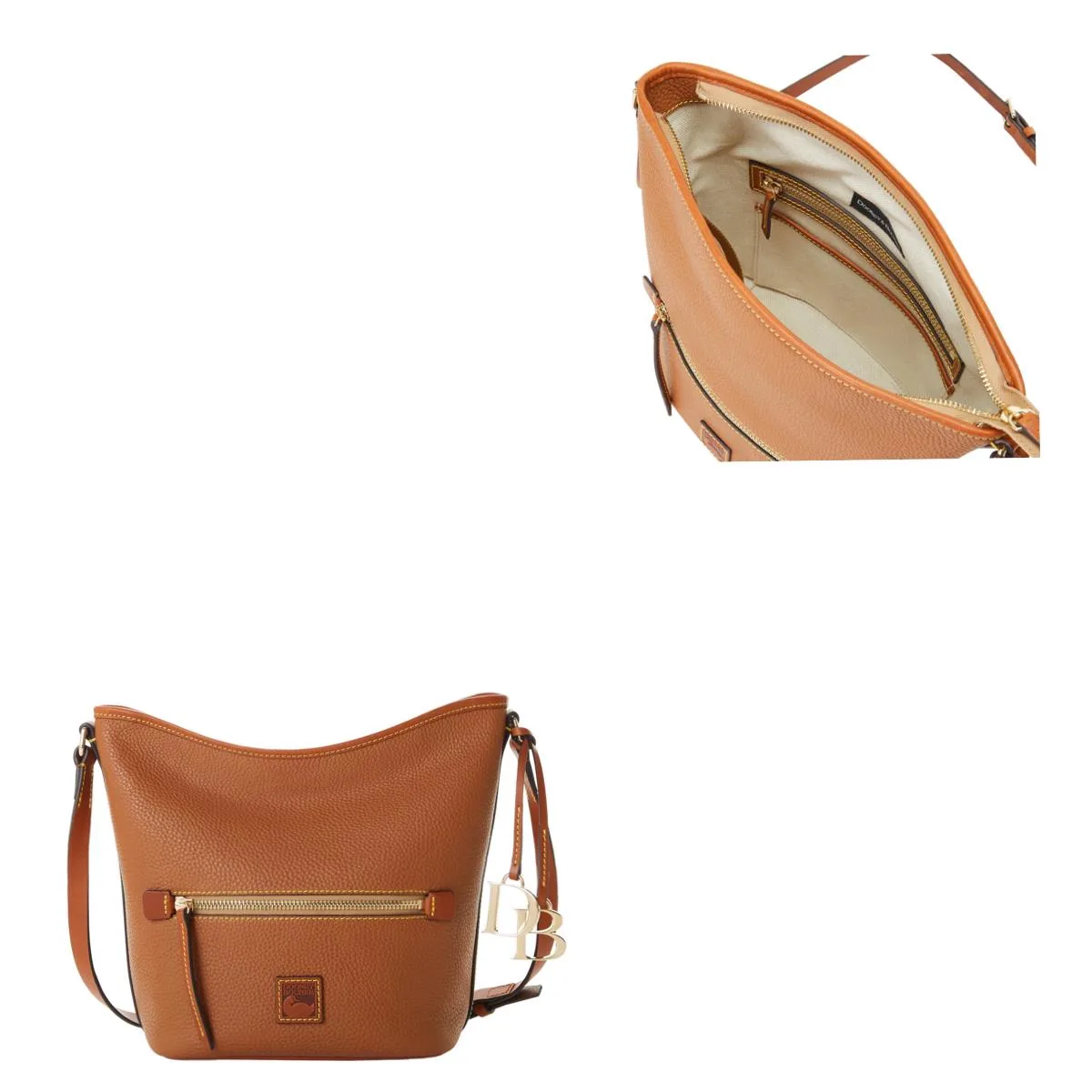 Dooney & Bourke Caramel Pebble Grain Zip Sac