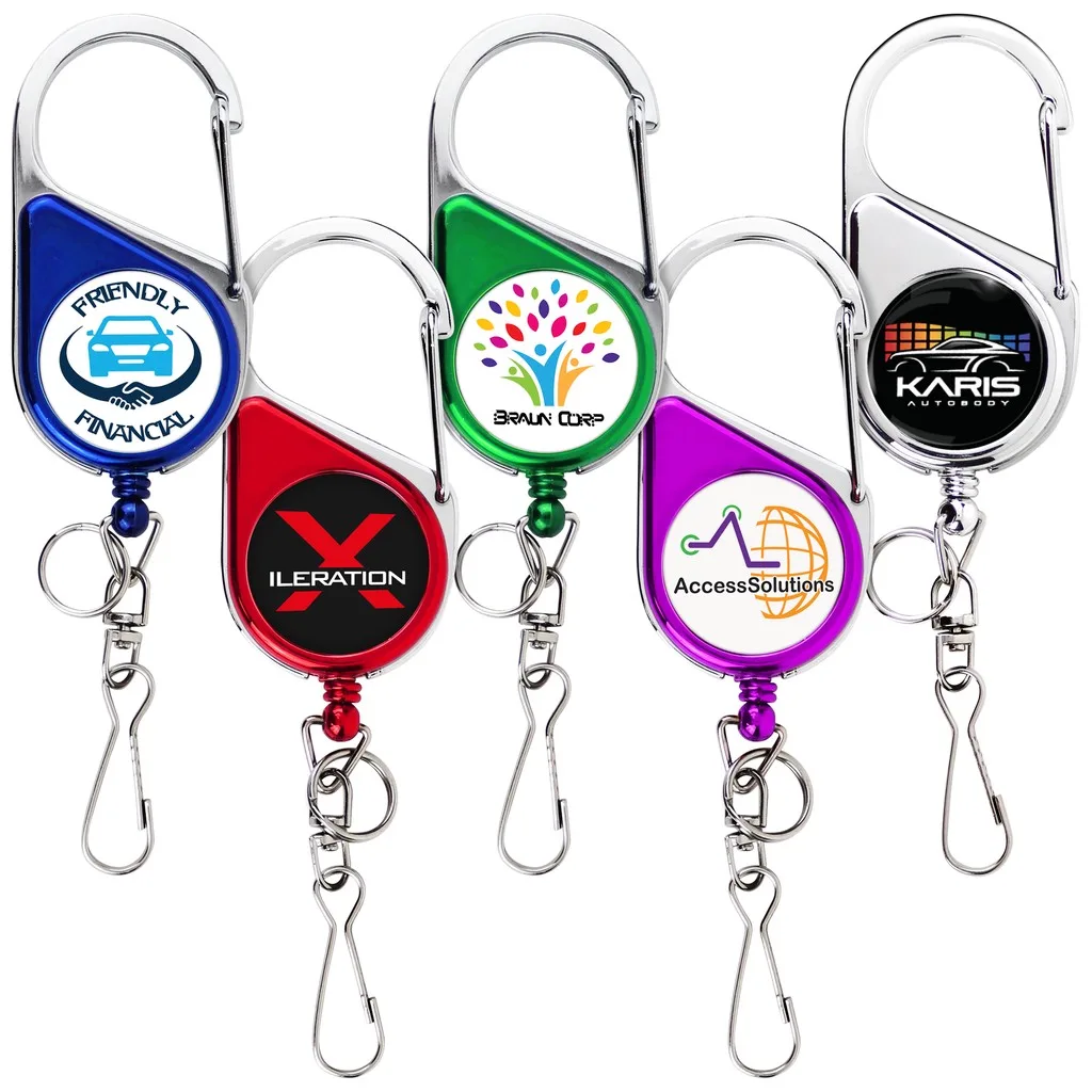 Metallic Finish Heavy Duty Carabiner Retractable Badge Reel