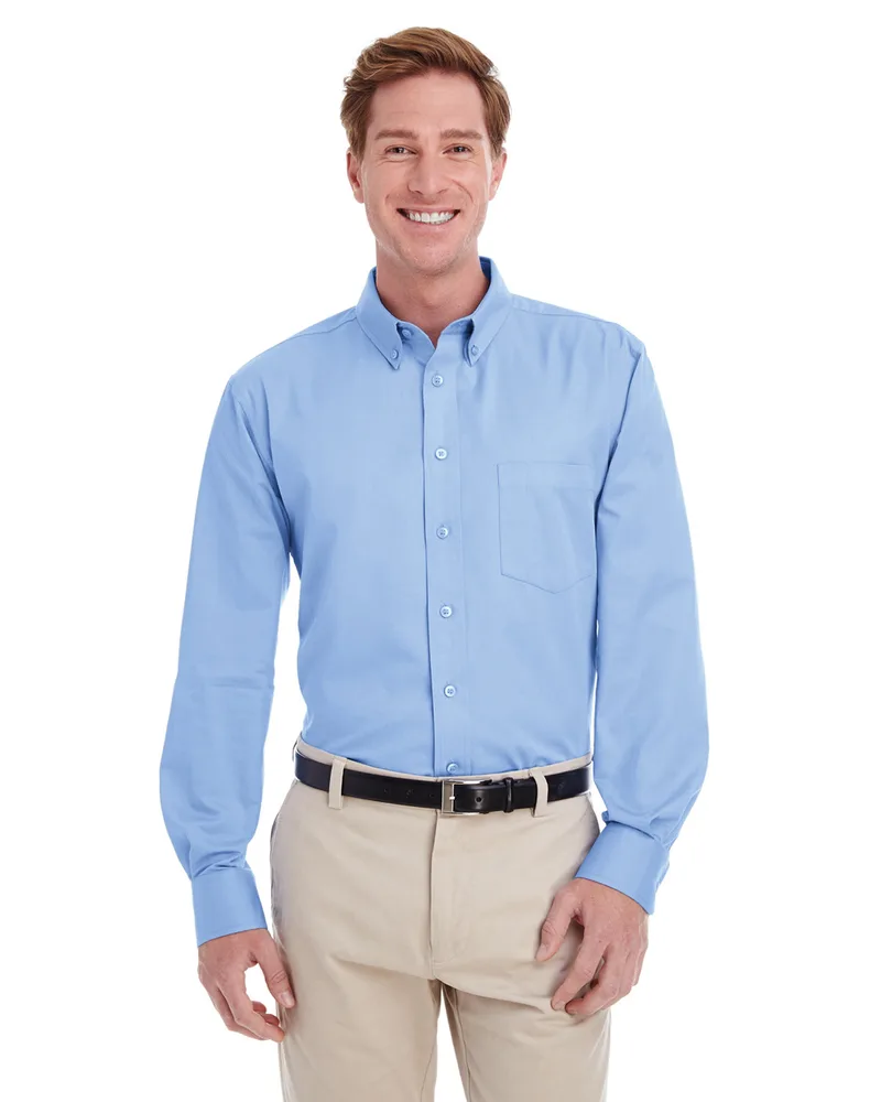 Harriton Men's Foundation Cotton Long-Sleeve Twill Shirt with Teflon™ view 4