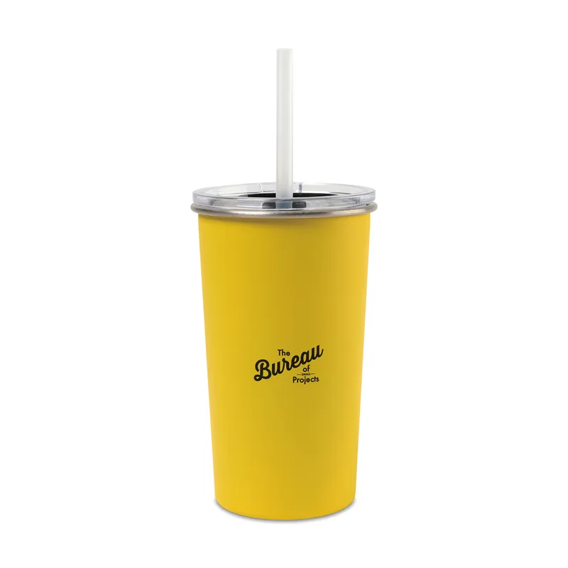Arlo Classics Stainless Steel Tumbler with Straw - 20 Oz. - Yellow