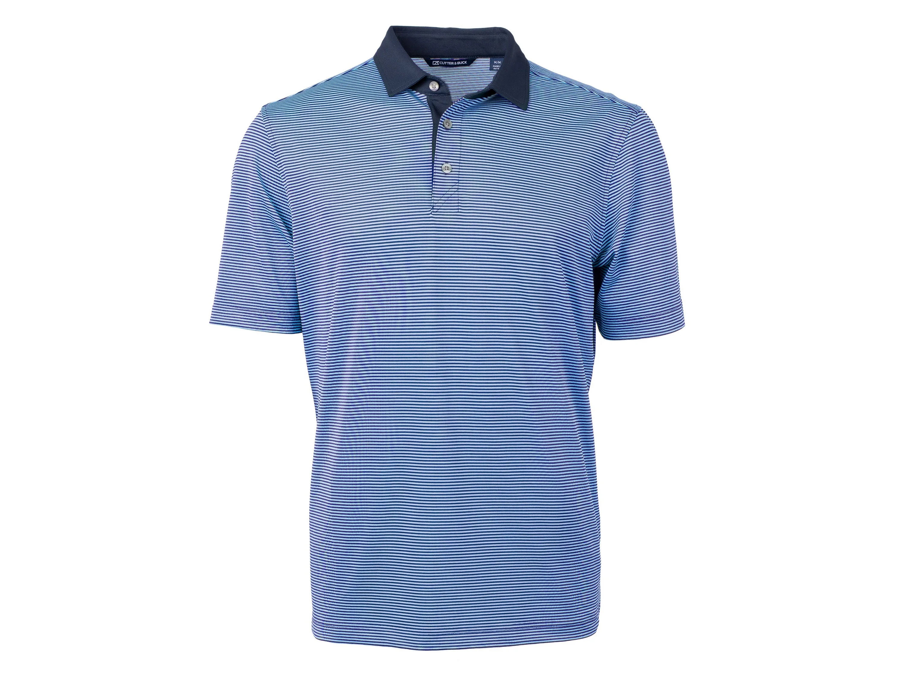 Cutter & Buck Virtue Eco Pique Micro Stripe Recycled Mens Big & Tall Polo view 4
