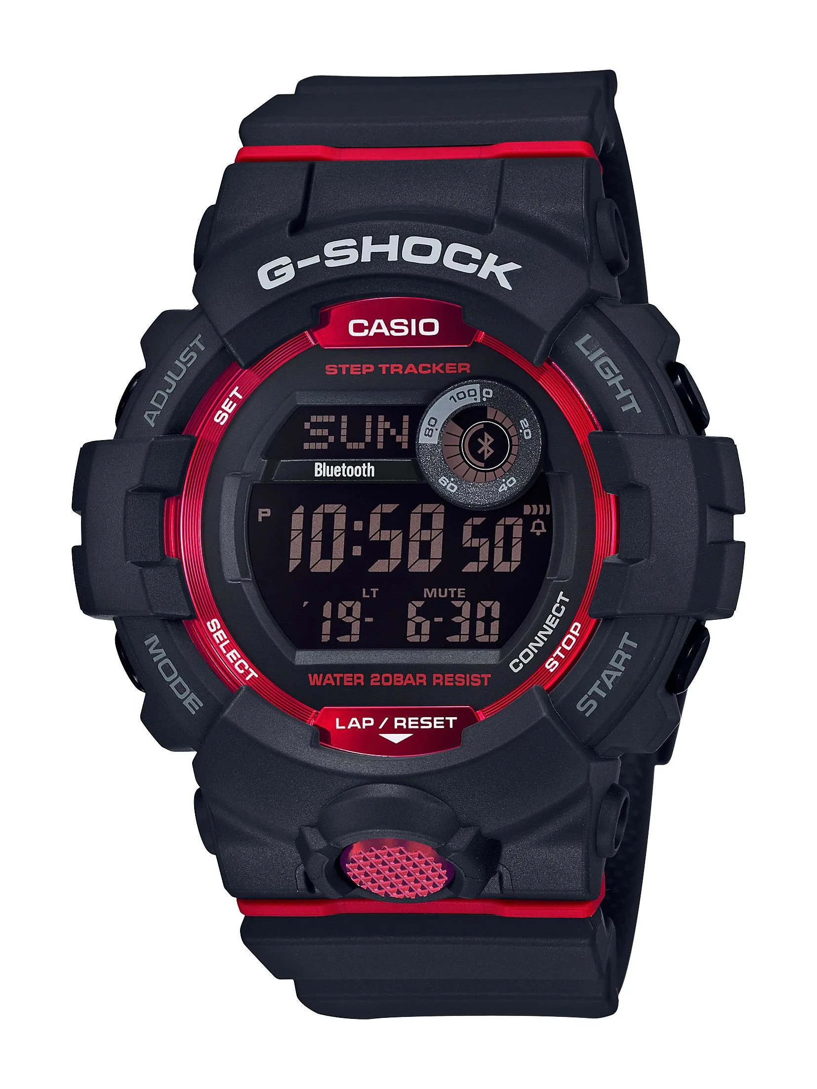 G-Shock Mens Steptracker Bluetooth Digital Watch Black/Red
