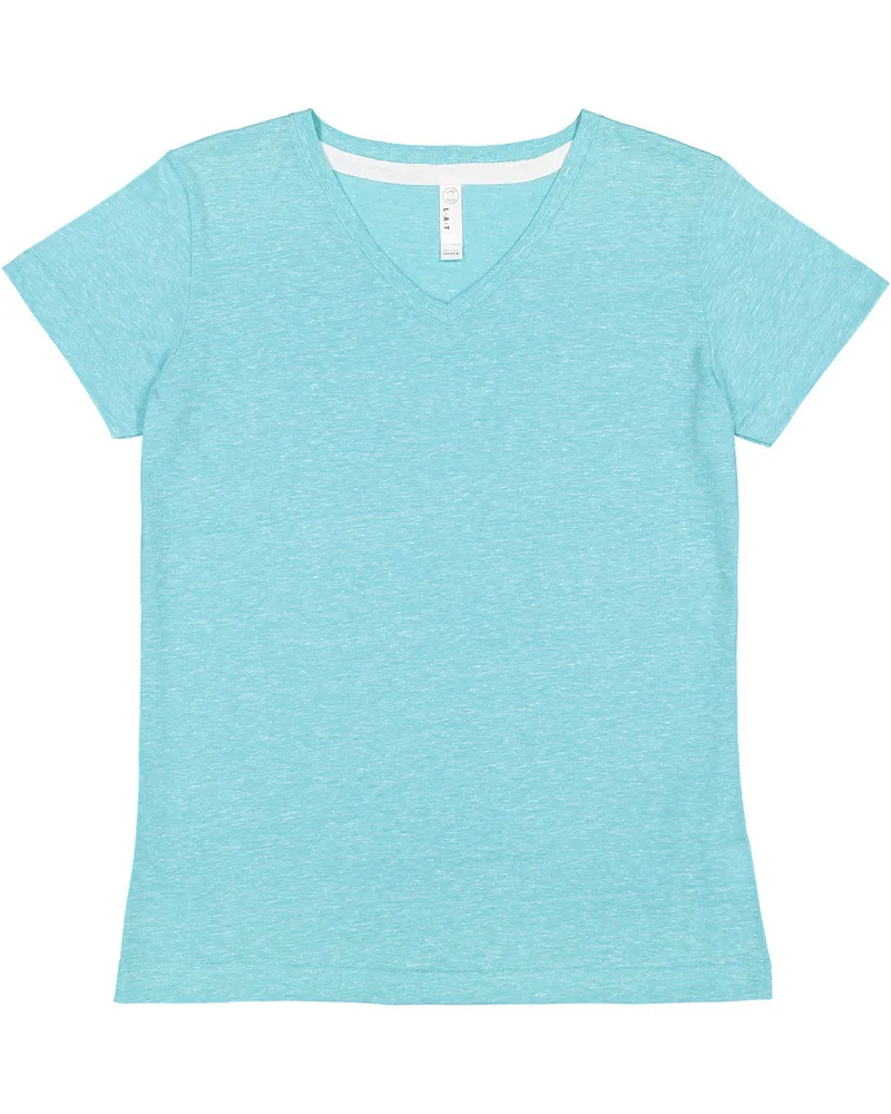 LAT Ladies' V-Neck Harborside Melange Jersey T-Shirt view 2