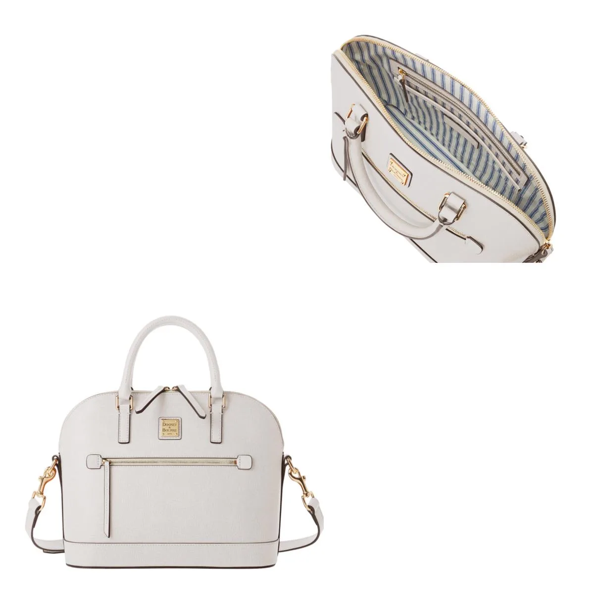 Dooney & Bourke Ecru Saffiano Domed Zip Satchel