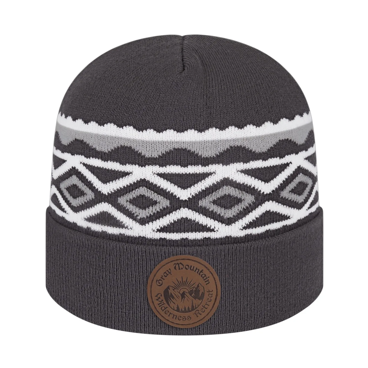 Diamond Pattern Knit Cap with Cuff