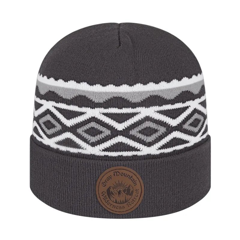 Diamond Pattern Knit Cap with Cuff