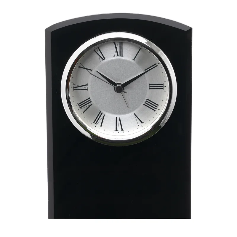 Self-Standing Black Glass Desk Clock view 2