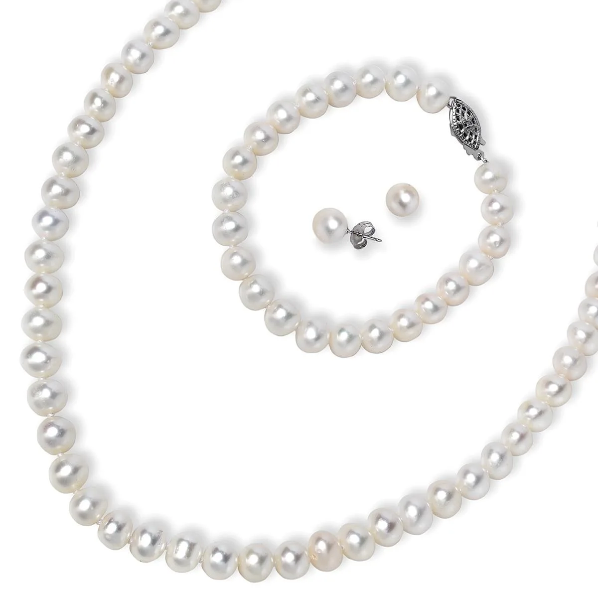 Jilco Inc Pearl Set - White Pearls/Sterling Silver