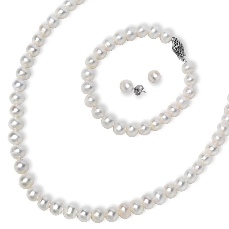 Jilco Inc Pearl Set - White Pearls/Sterling Silver