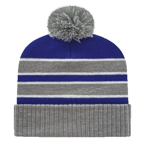 Double Stripe Knit Cap With Ribbed Cuff view 3