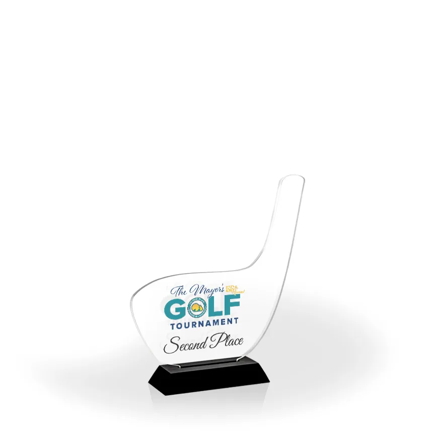 Golf Club Award with Black Wood Base, Medium - UV Print