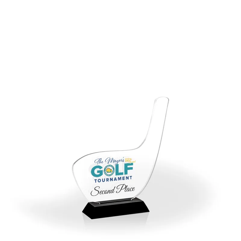 Golf Club Award with Black Wood Base, Medium - UV Print