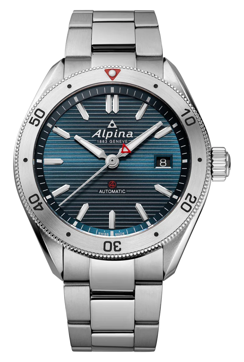 Alpina Mens Alpiner Stainless Steel Bracelet Watch Blue Dial