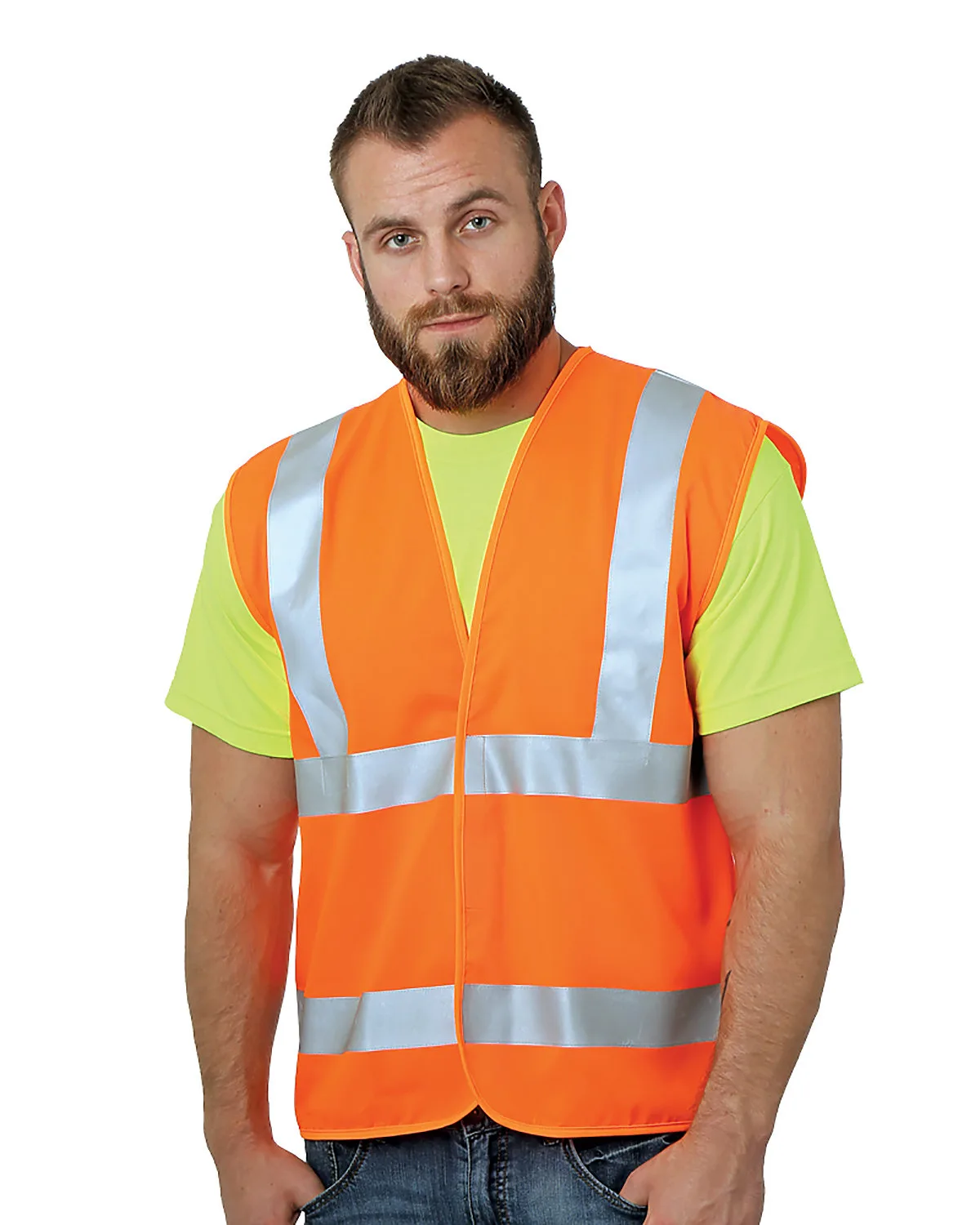 BAYSIDE Unisex USA Made Class 2 ANSI High Vis Economy Safety Vest