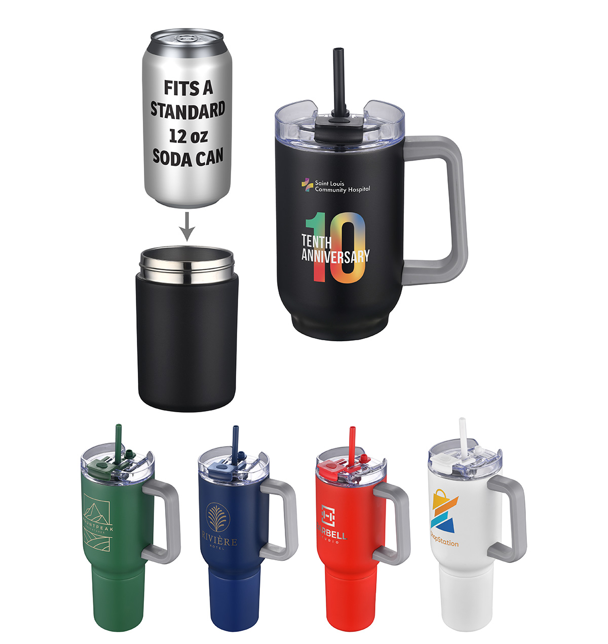 Novo Combo 20 oz Vacuum Insulated Stainless Steel Mug and Screw-On 12 oz Ca