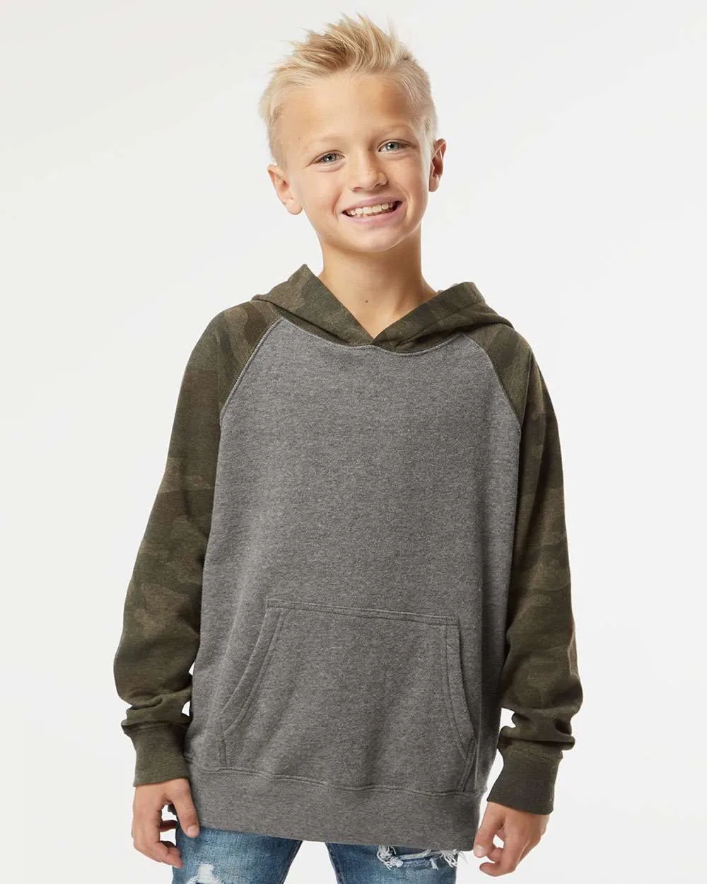 Independent Trading Co.® Youth Lightweight Special Blend Raglan Hooded Sweatshirt view 2