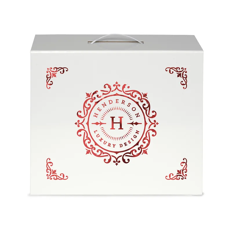 Shelly - Magnetic Gift Box with Handle - Foil Print (12 1/4" x 10 1/4" x 4 1/2")