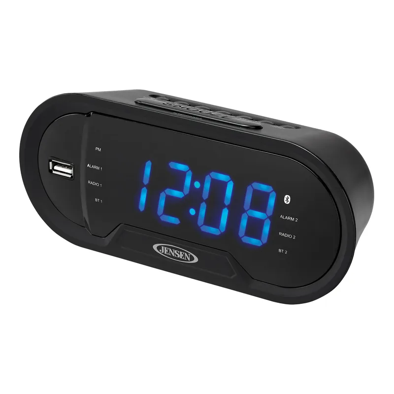 Jensen Audio Bluetooth Digital Am/Fm Dual Alarm Clock w/Usb Charging Port