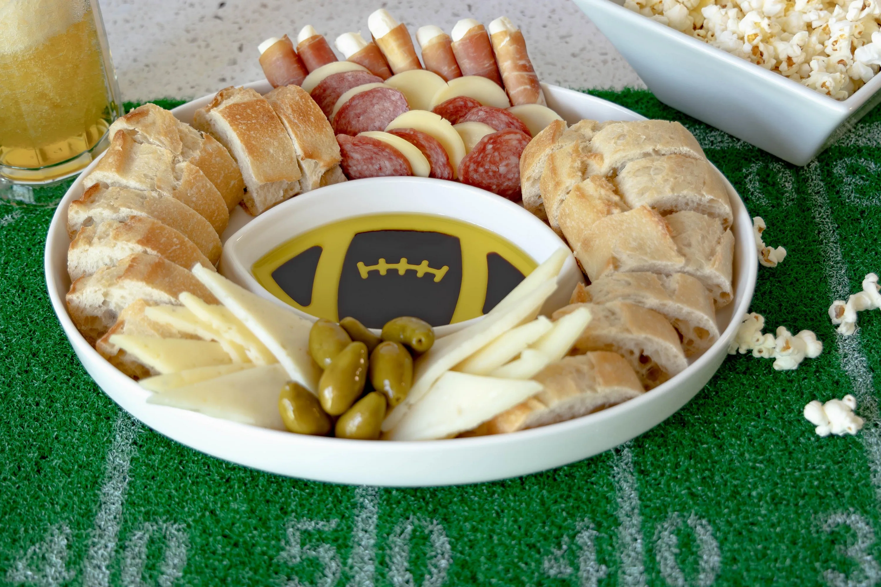 Jeanne Fitz Olive Oil And Balsamic Vinegar Dipping Platter - Football