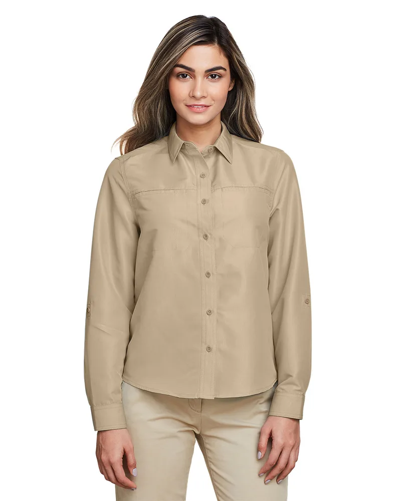 Harriton Ladies' Key West Long-Sleeve Performance Staff Shirt view 4