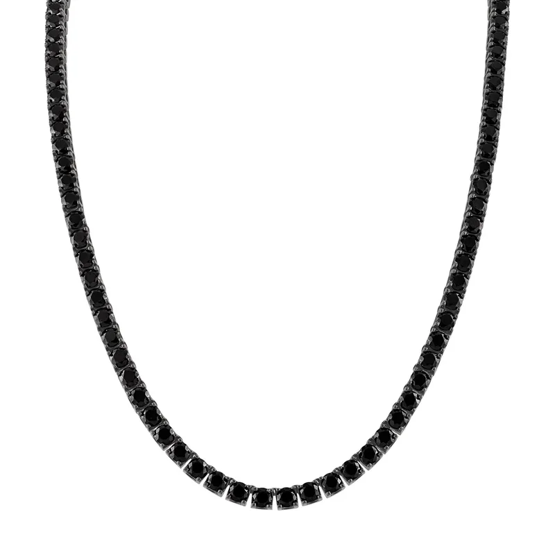 Bulova Jewelry Icon Sterling Silver Tennis Necklace - Black Plated