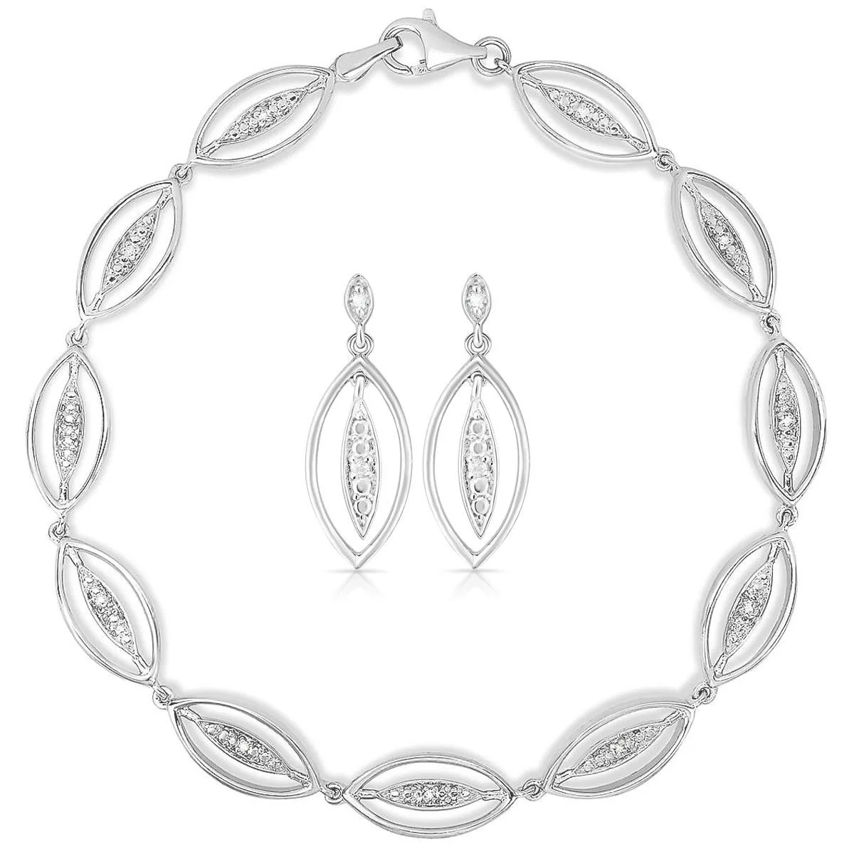 Jilco Inc Diamond Bracelet And Earrings Set