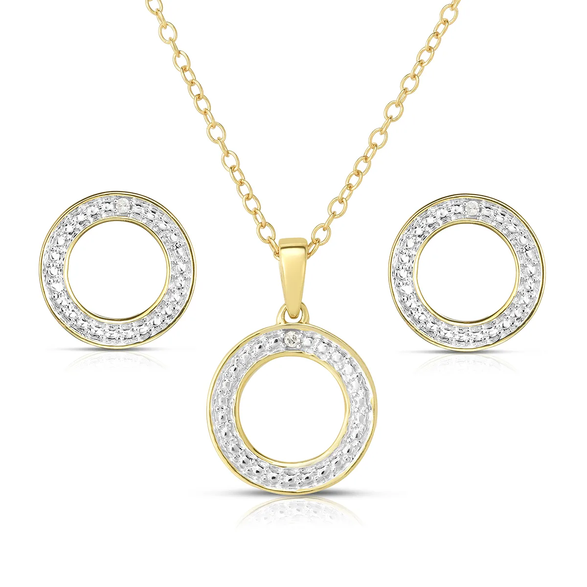 Jilco Inc Diamond Geometric Earring & Necklace Set - Yellow Gold
