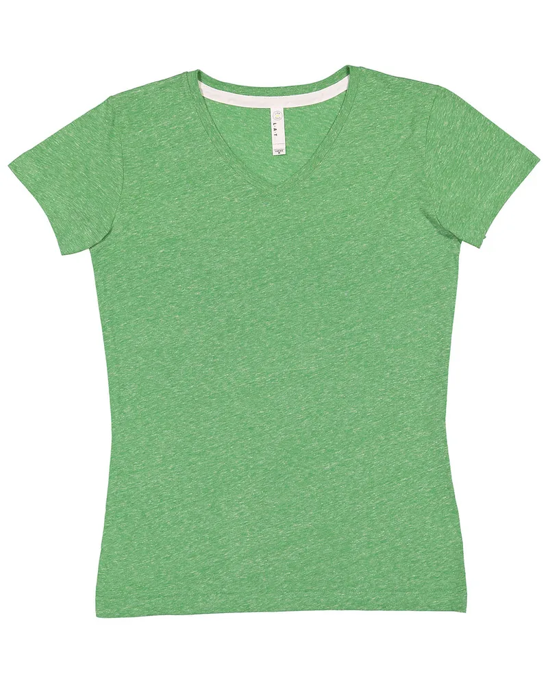 LAT Ladies' V-Neck Harborside Melange Jersey T-Shirt view 4