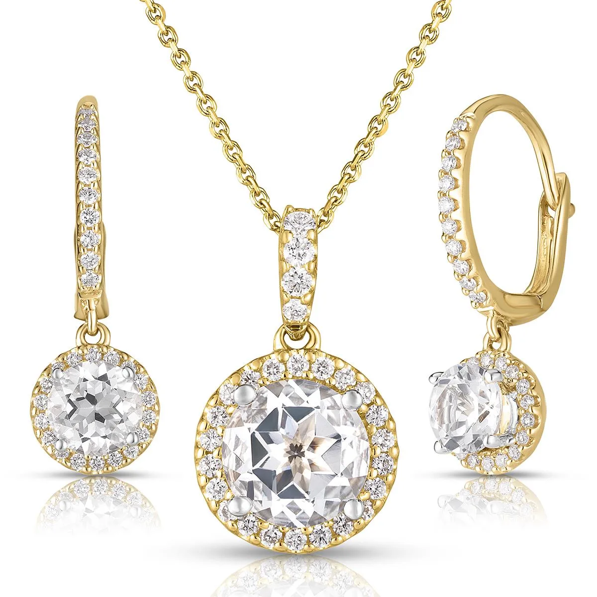 Jilco Inc White Topaz And Diamond Earring And Necklace Set