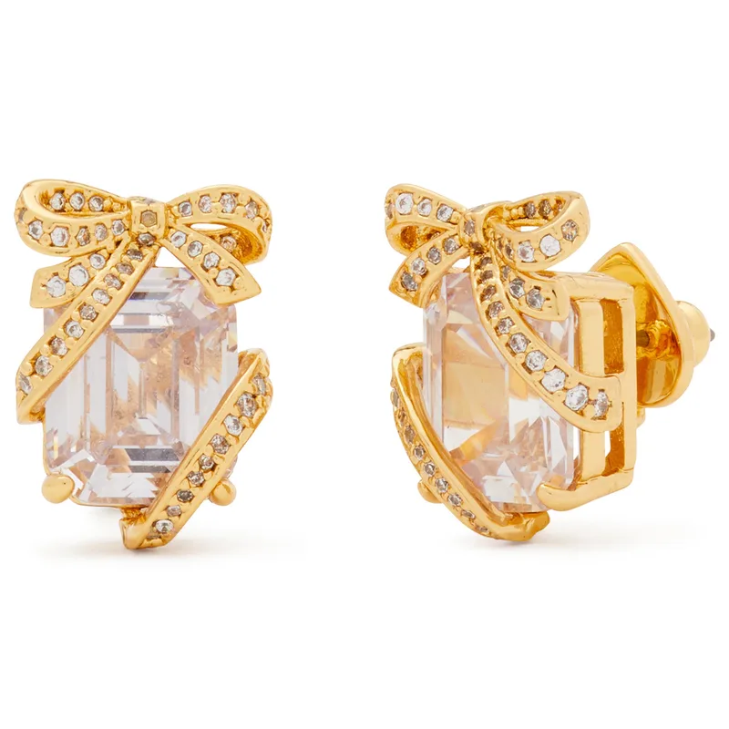 kate spade new york Pave Present Studs - Clear/Gold