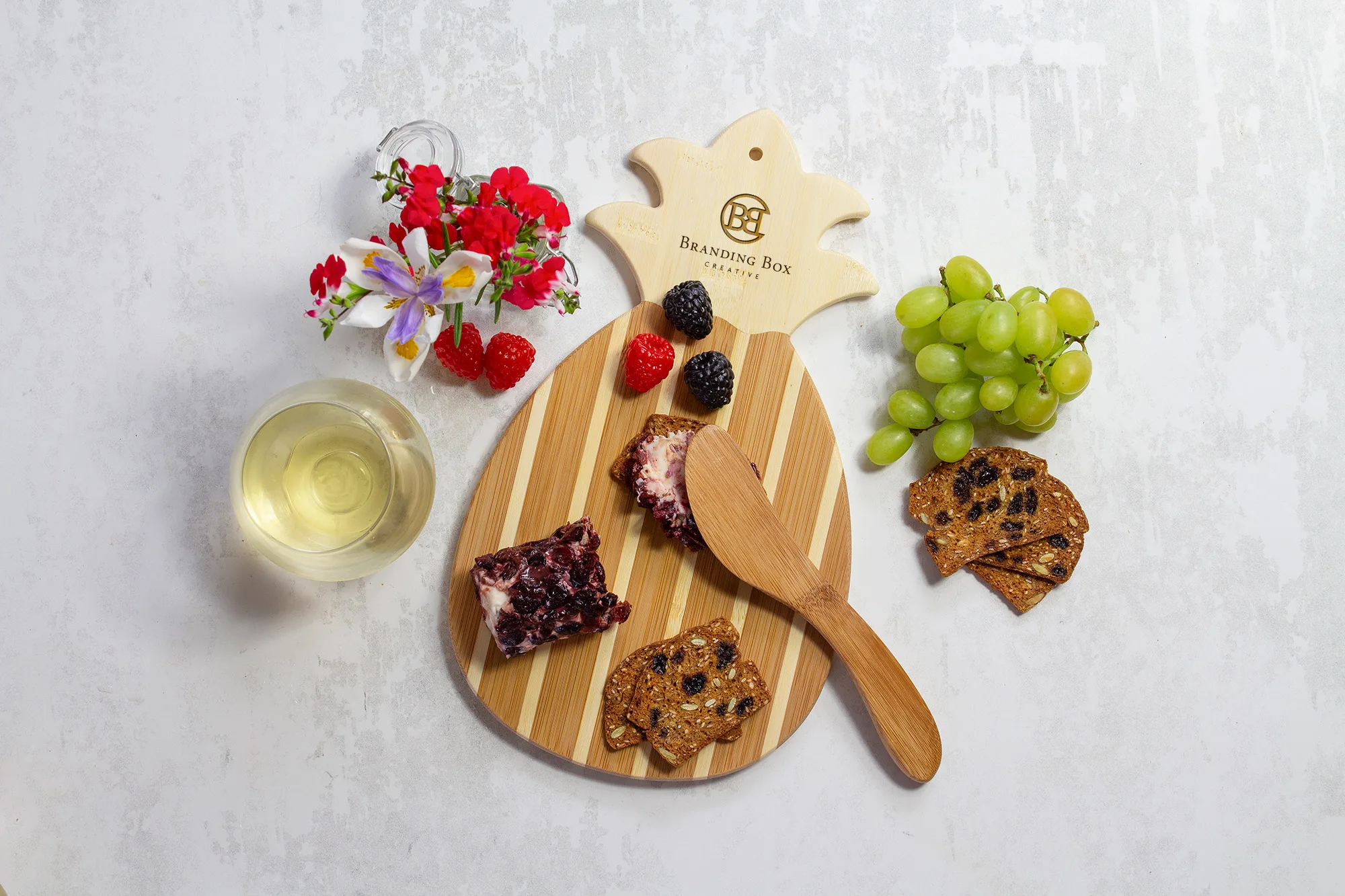 Pineapple Charcuterie Board with Spreader Knife Gift Set view 3