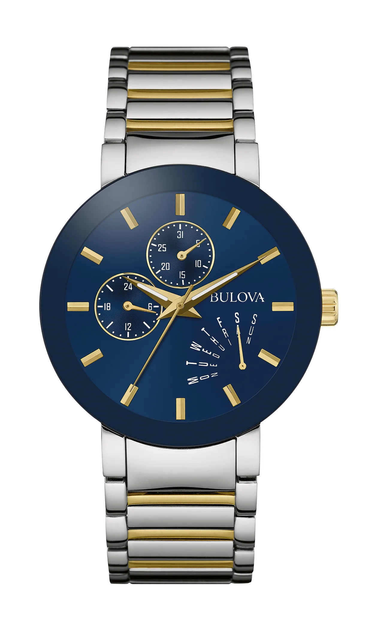 Bulova Watches Men's Modern Collection, Two-Tone Bracelet w/Blue Dial Watch