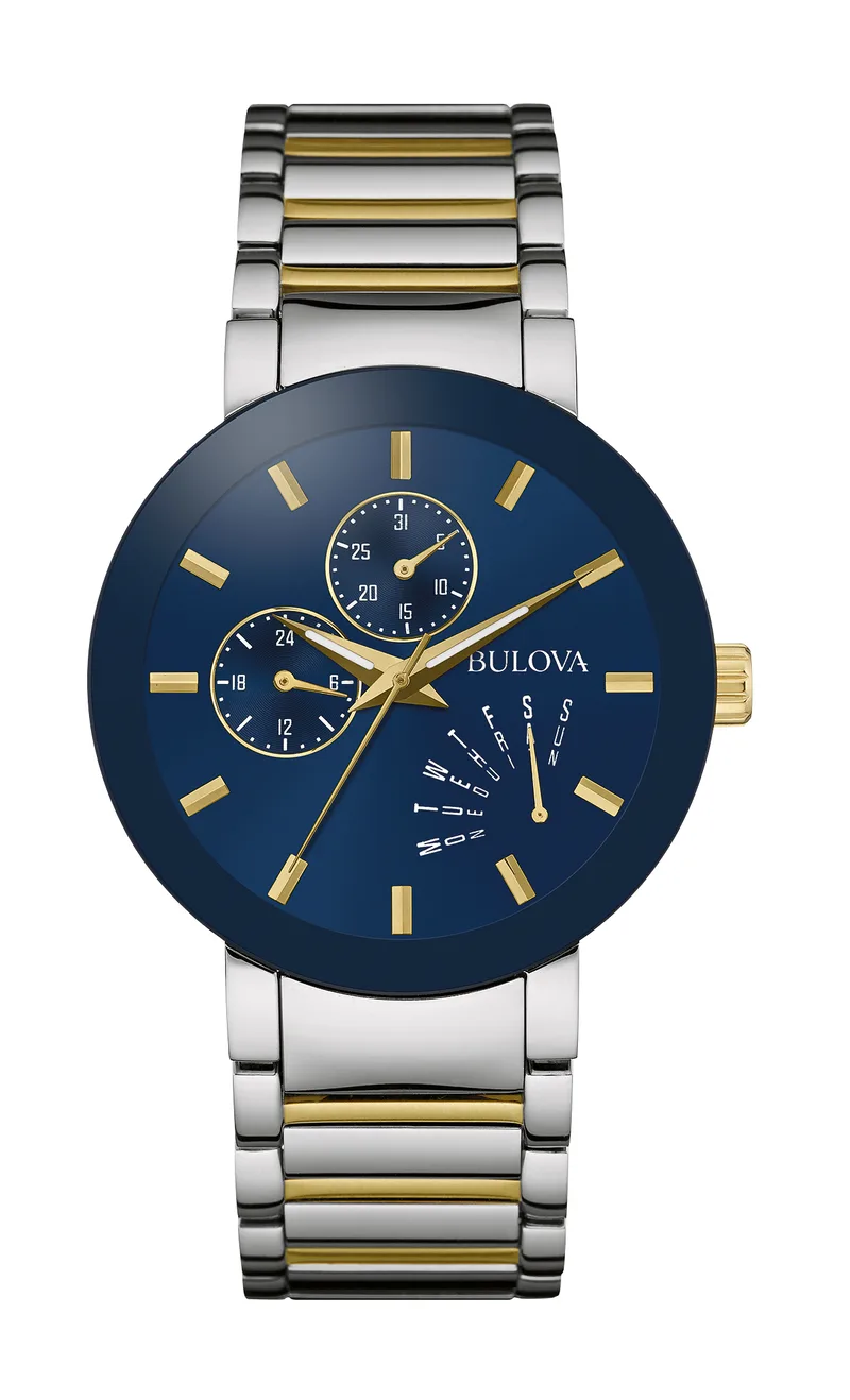 Bulova Watches Men's Modern Collection, Two-Tone Bracelet w/Blue Dial Watch
