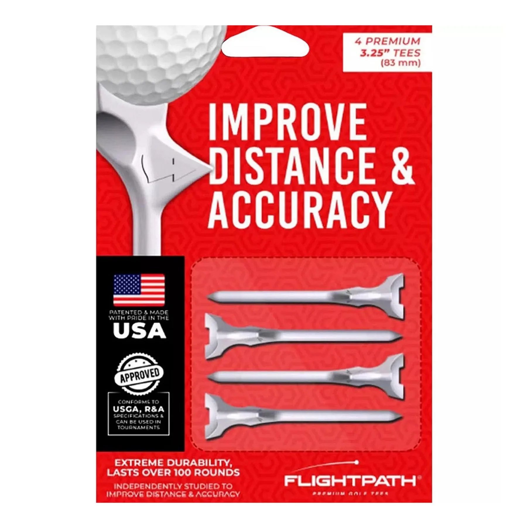 Flightpath 3.25-inch 4-Pack Golf Tees - White