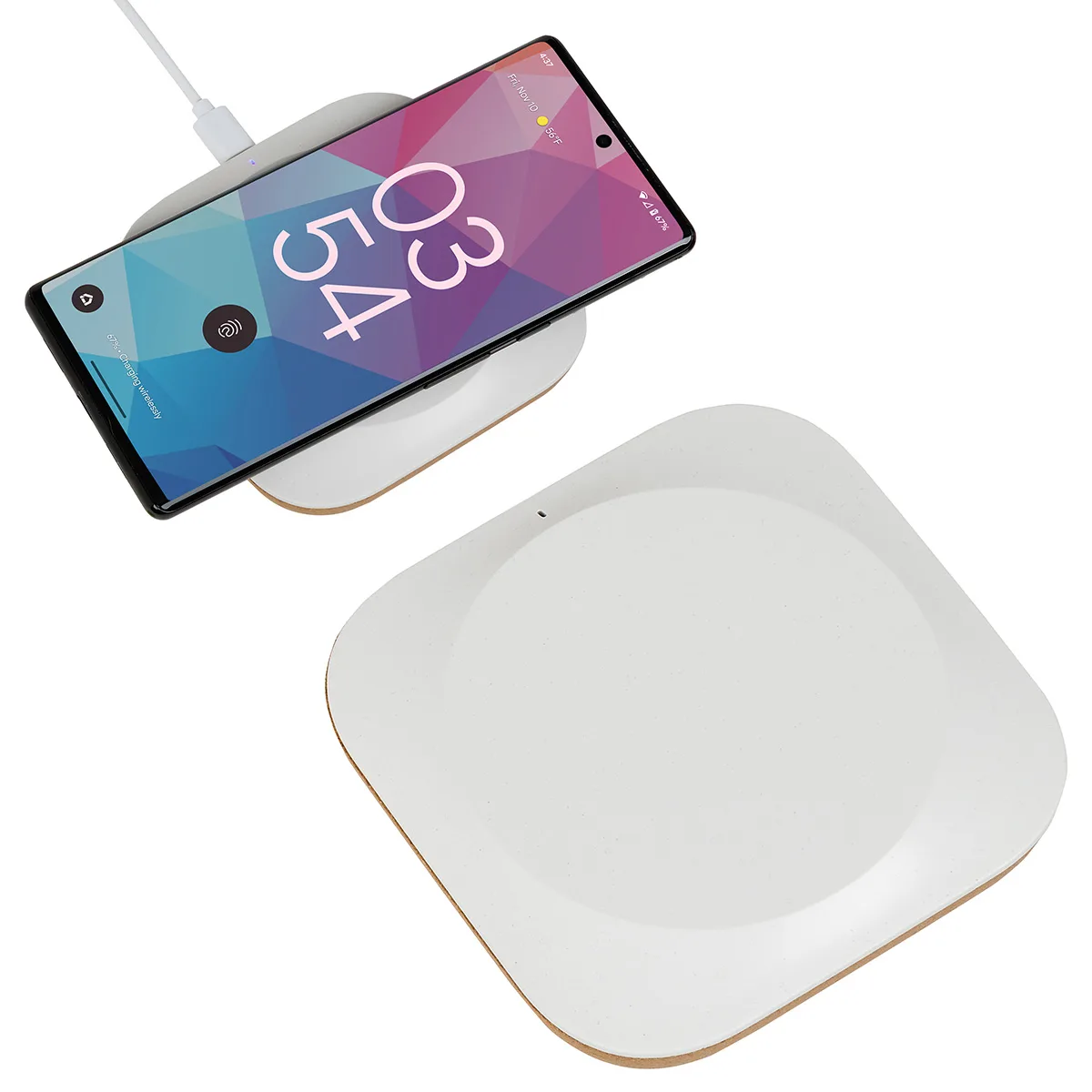 Trident 15W Wireless Charger Made With FSC® Cork & Recycled Plastic view 2