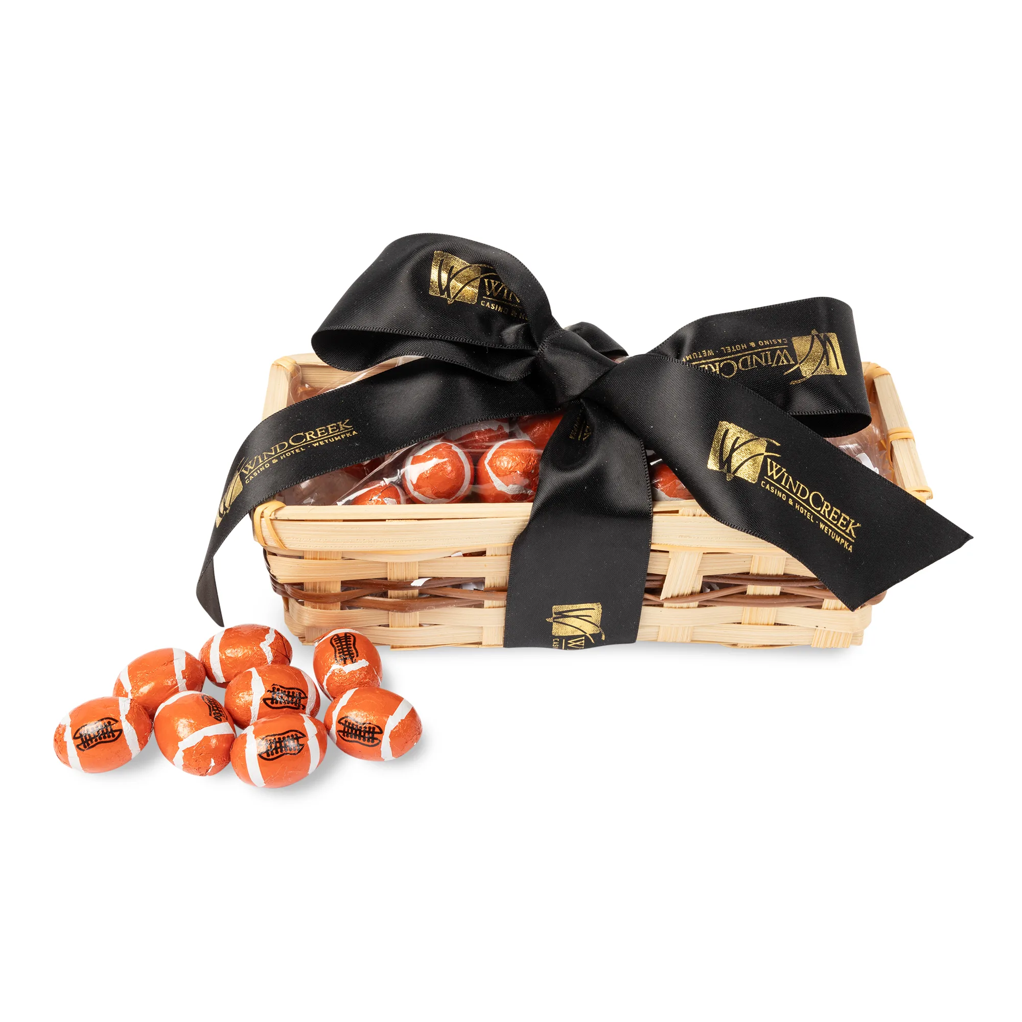 Gift Basket with Chocolate Footballs — Red