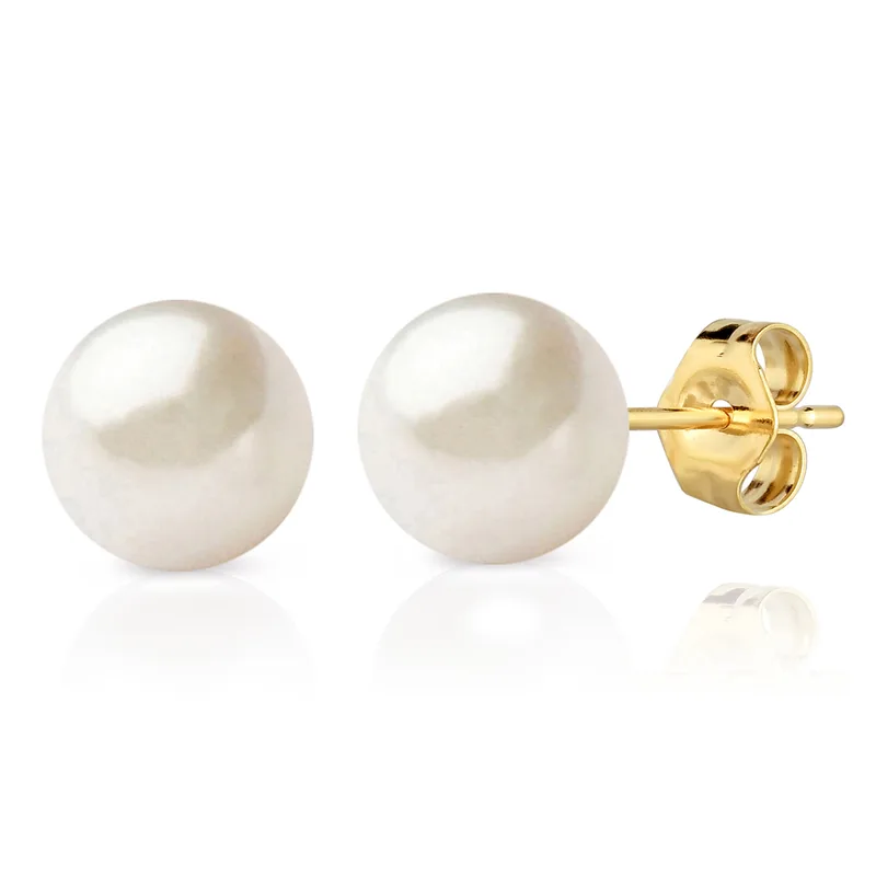 Jilco Inc Pearl Earrings - Yellow Gold 6mm