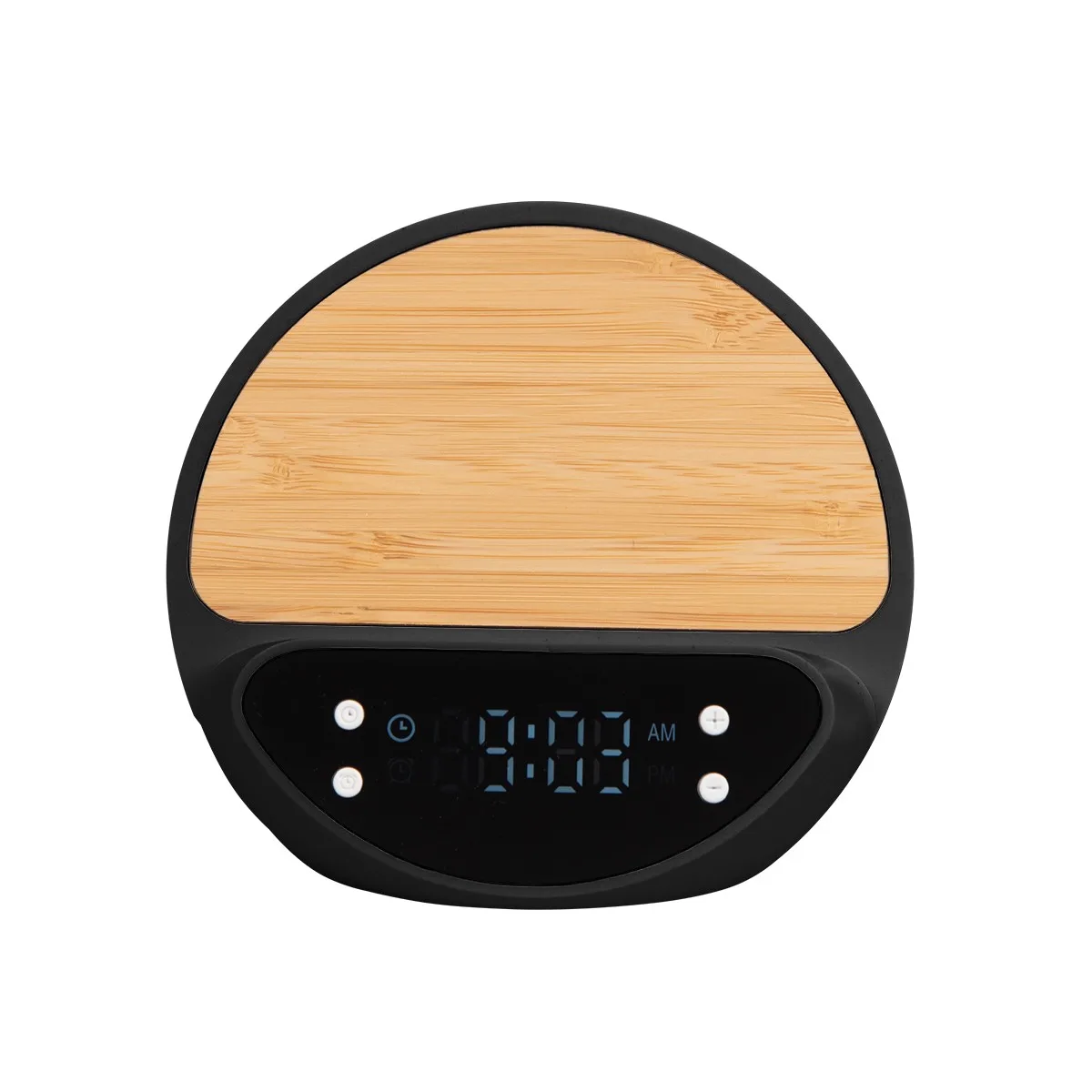 10w Bamboo Wireless Charger With Digital Clock view 3