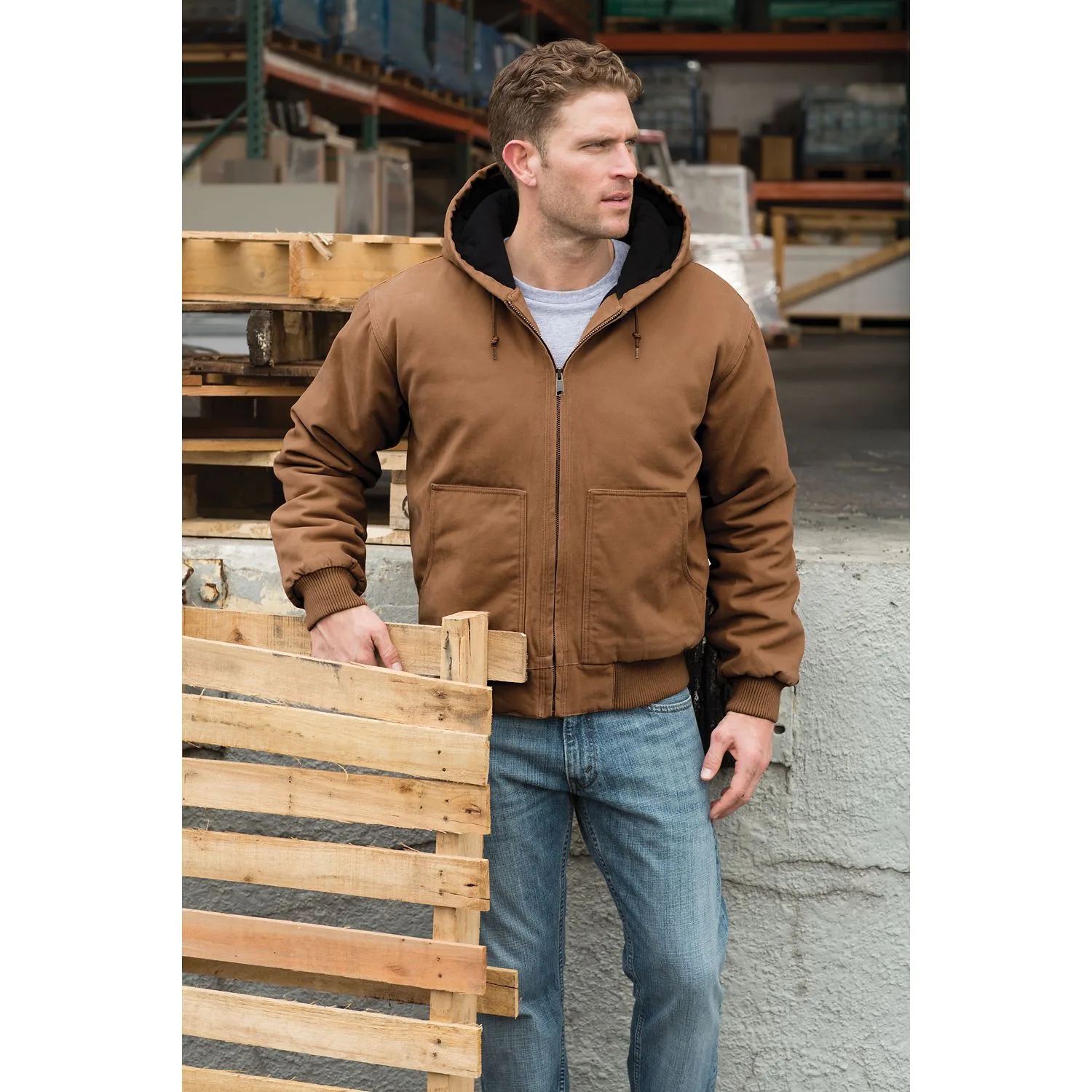 CornerStone® Washed Duck Cloth Insulated Hooded Work Jacket. view 3