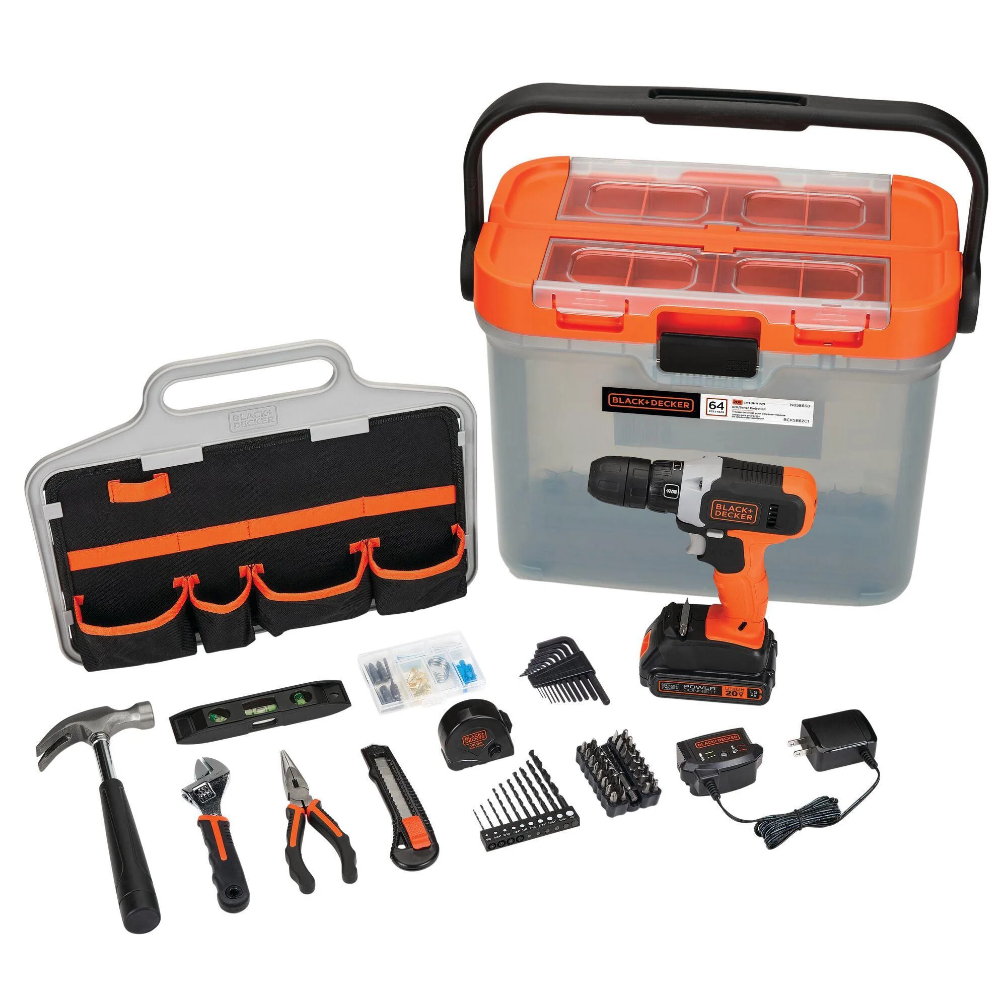 Black & Decker 66Pc 20V Max Drill W/ Home Project Tool Kit