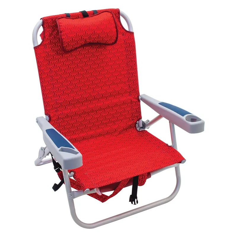 Rio 4-Position Backpack Beach Chair W Cooler - Red