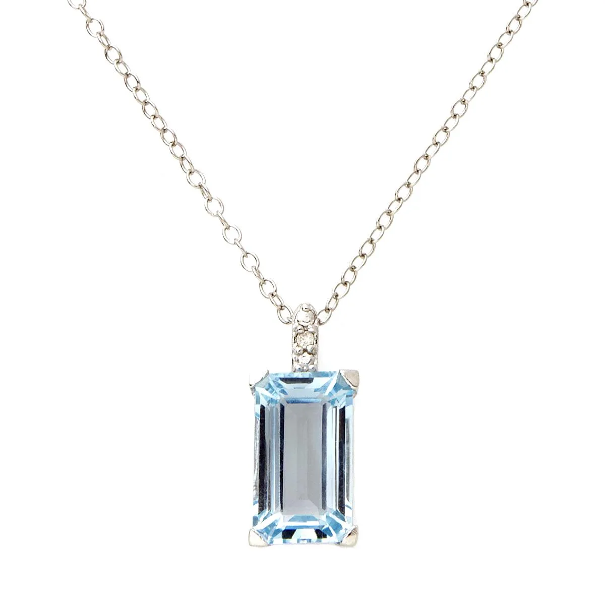 Jilco Inc Diamond & Blue Topaz Necklace - Sterling Silver